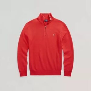 Polo Ralph Lauren Men’s Mesh-Knit Cotton Quarter-Zip‎ Sweater Red Size 2XB NWT